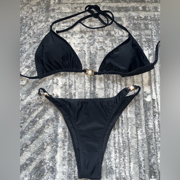 SHEIN Other - SHEIN Black Bikini with Gold Accents